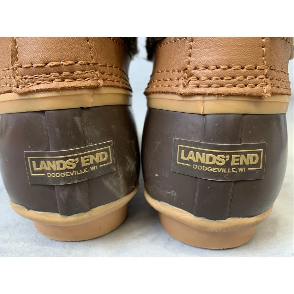 Lands End Duck Boots Women's Size 9.5 Insulated Sherpa Fleece Lined‎ Plaid